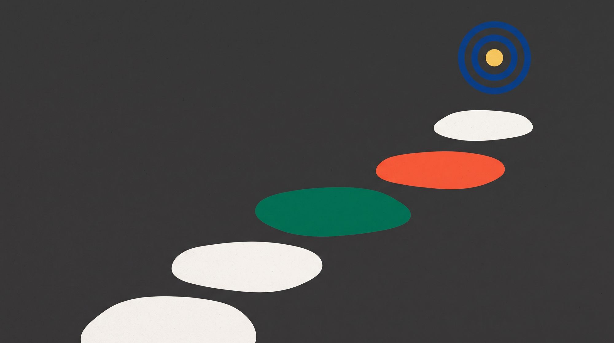 Illustration of stepping stones leading to a target
